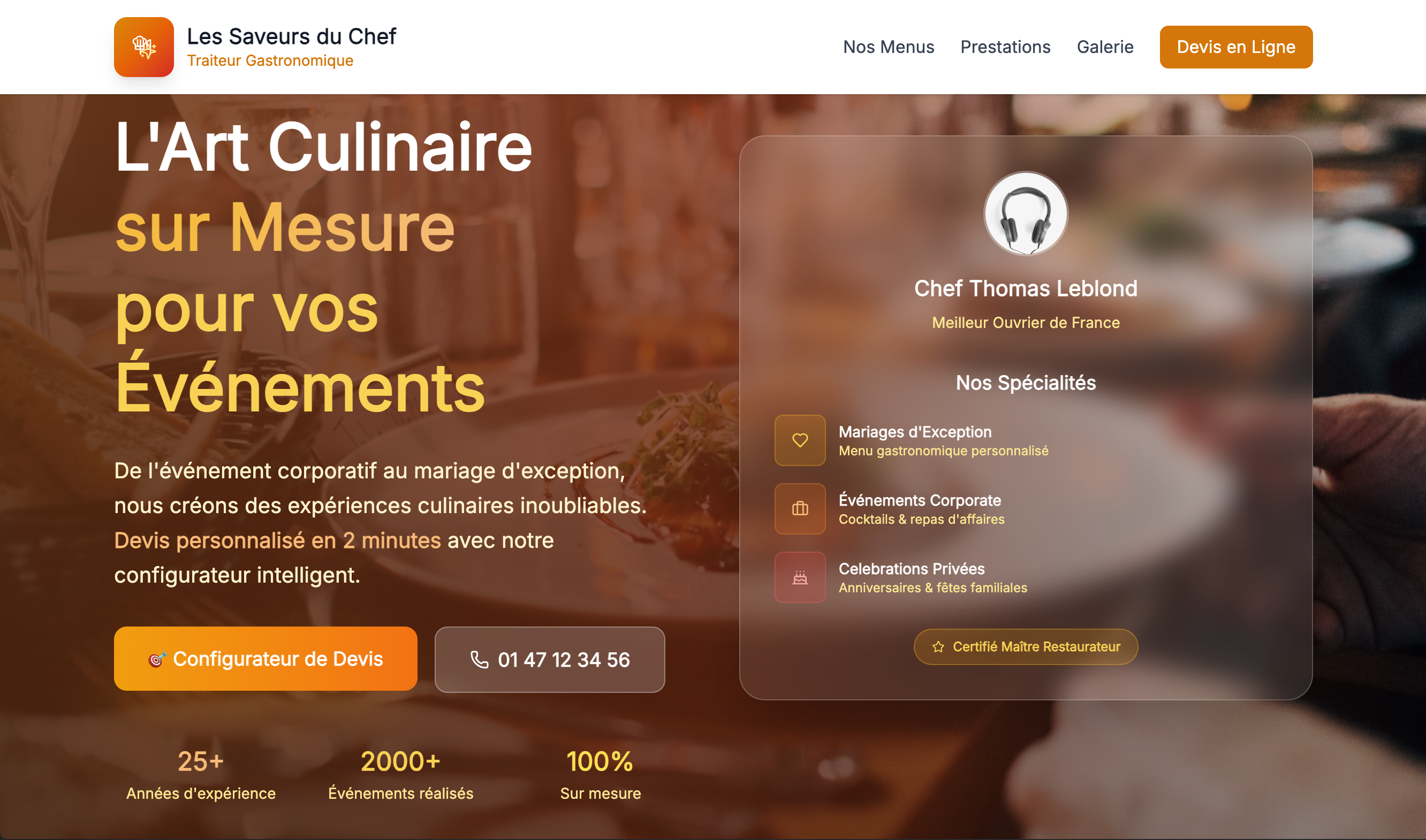 Aperçu du site Les Saveurs du Chef